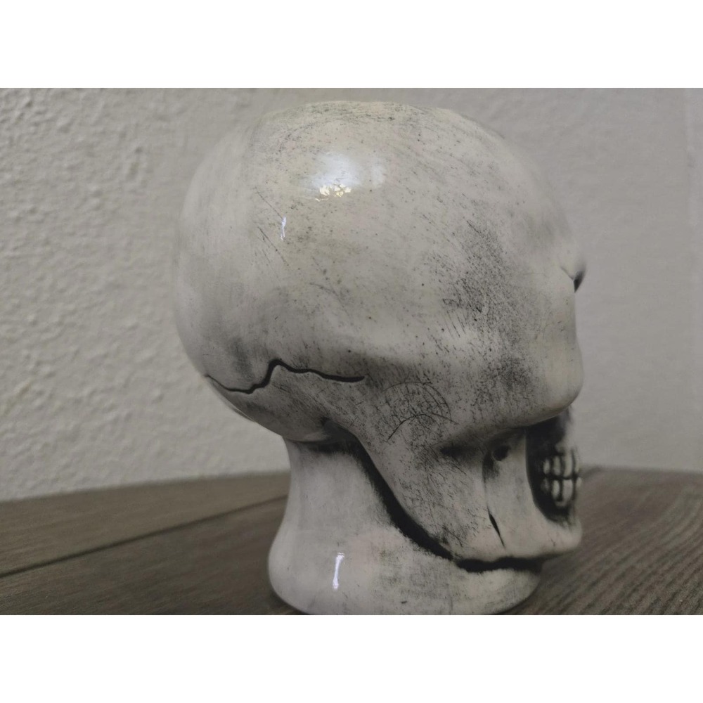 Vintage Handthrown Ceramic Skull Mug Votive Candle Holder Spooky Halloween Decor - Picture 7 of 13